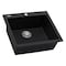 Ruvati 23"x20" Dual-Mnt Granite Composite Sgl Bowl Kitchen Sink, Blk RVG1023BK - alternate 2